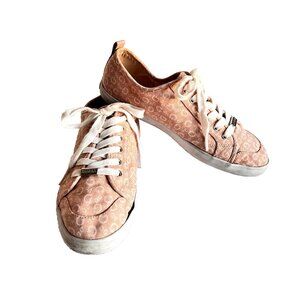 G by Guess Size 11M Pink Blush Sneakers Shoes Lace Up Low Top Jacquard Flats